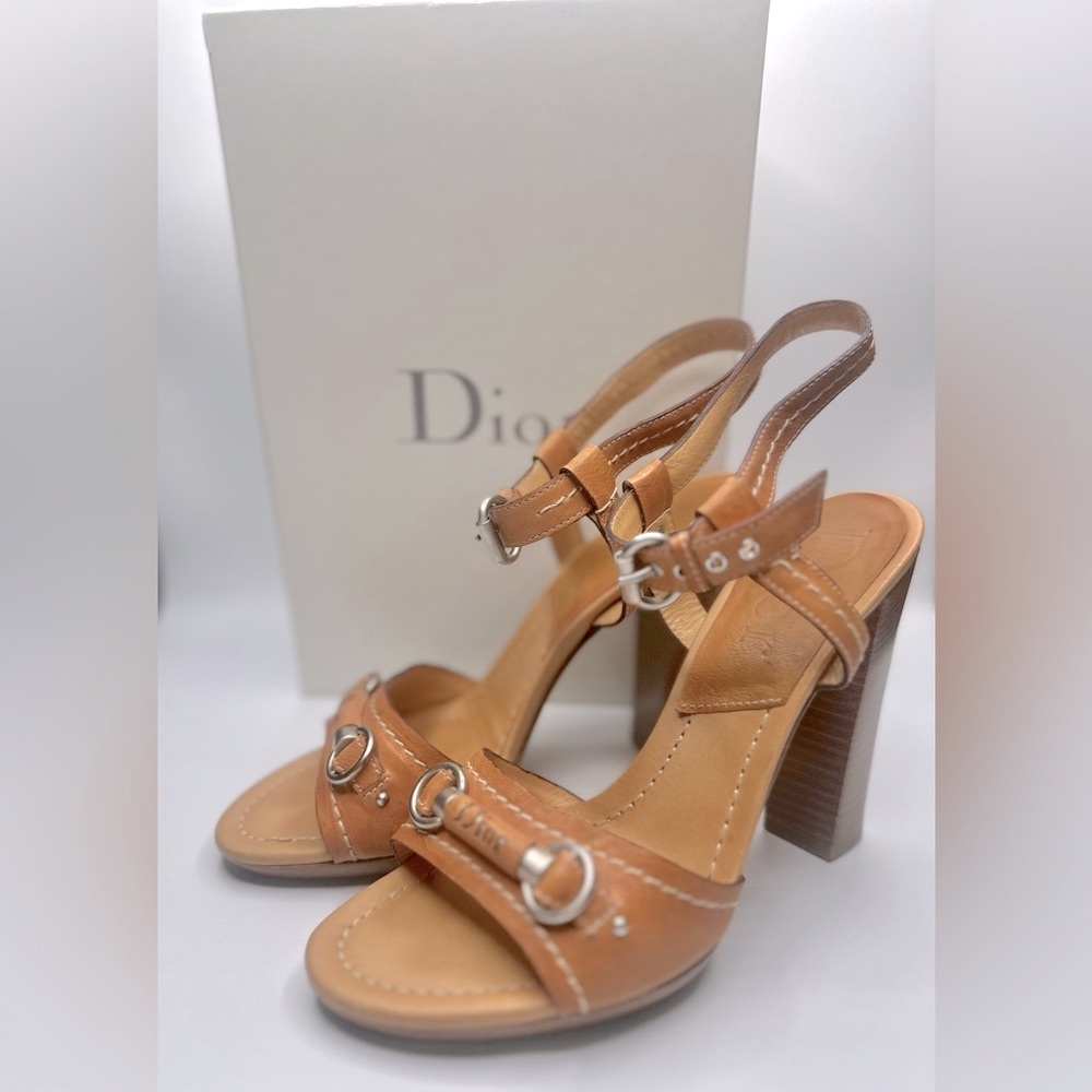 Dior Vintage My Dior sandals in caramel leather - Picture 4 of 13